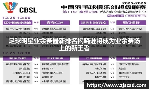 足球明星业余赛最新排名揭晓谁将成为业余赛场上的新王者